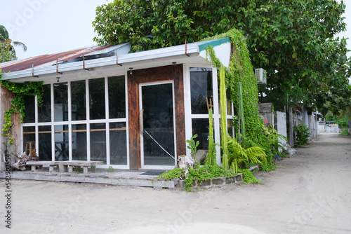 The resident area of rasdhoo with the local village houses. Rasdhoo is an inhabited island of the Maldives. photo