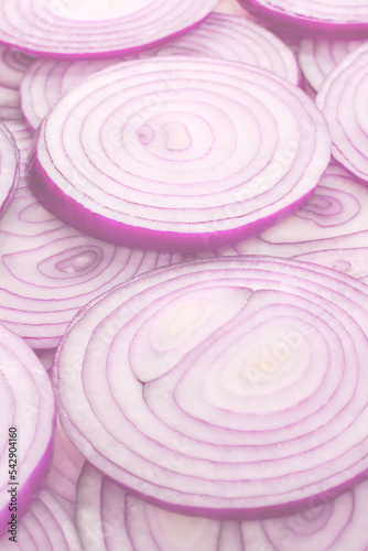 Onion slices as a background. Top view.