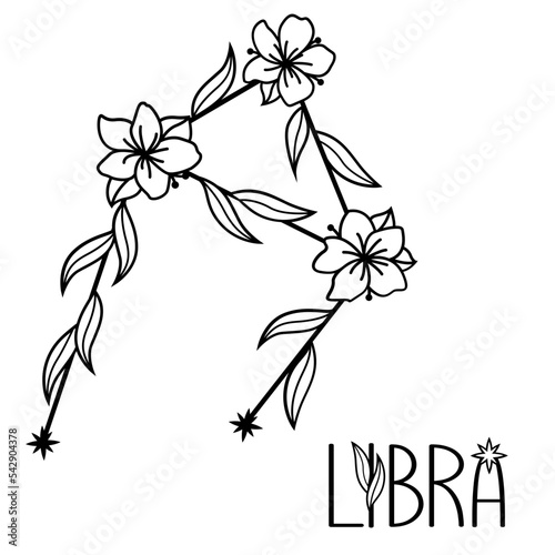 Libra zodiac sign svg, Floral constellation svg, Horoscope monogram