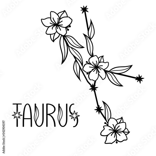 Taurus zodiac sign svg, Floral constellation svg, Horoscope monogram