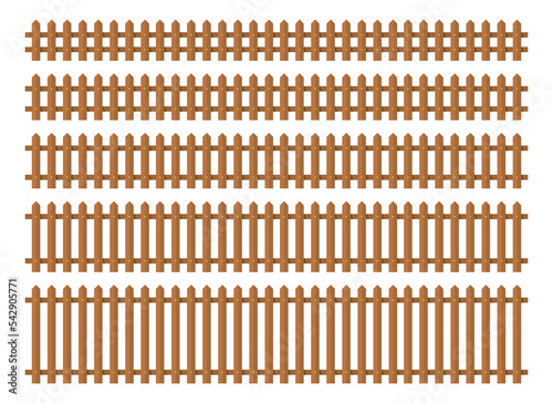 Wooden fence in flat style vector illustration isolated on white