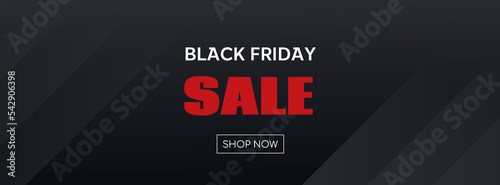 Black Friday Sale banner. Shop now. Abstract vector long dark minimal background for facebook cover, discount flyer design