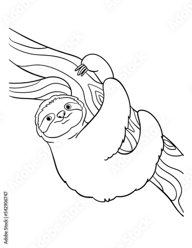 Sloth Isolated Coloring Page for Kids