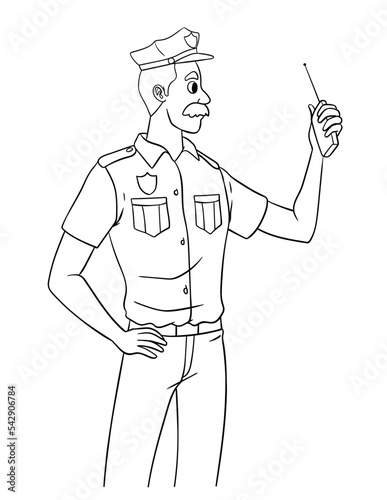 Policeman Isolated Coloring Page for Kids