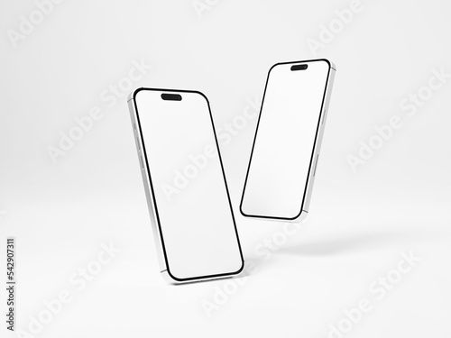 iPhone 14 pro max Smartphone mockup. Smartphone 3d model. Phones on the front side. 3D rendered Illustration.