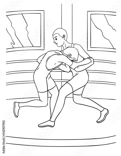 Wrestling Coloring Page for Kids