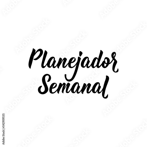 Weekly planner in Portuguese. Lettering. Ink illustration. Modern brush calligraphy. Planejador Semanal. photo