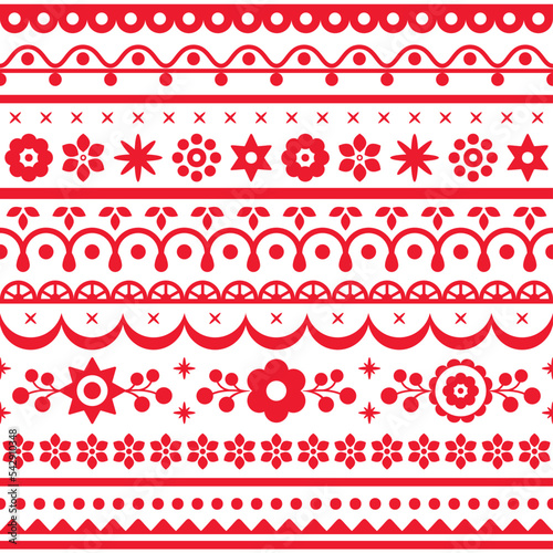 Polish loral folk art vector seamless textile pattern collections with flowers inspired by traditional highlanders embroidery Lachy Sadeckie 
	
	