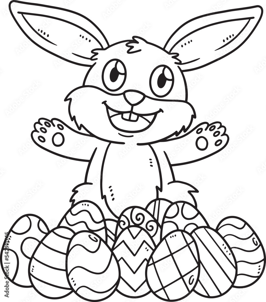 Bunny with Easter Egg Isolated Coloring Page Bunny with Easter Egg Isolated Coloring Page