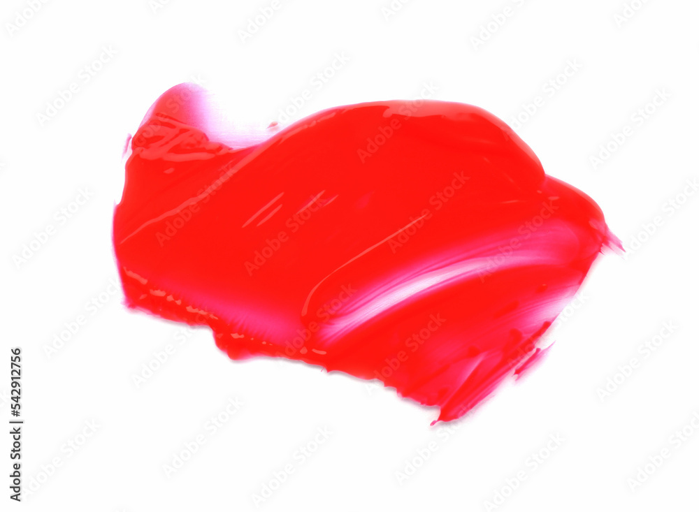 Red paint sample on white background, top view Red paint sample on white background, top view