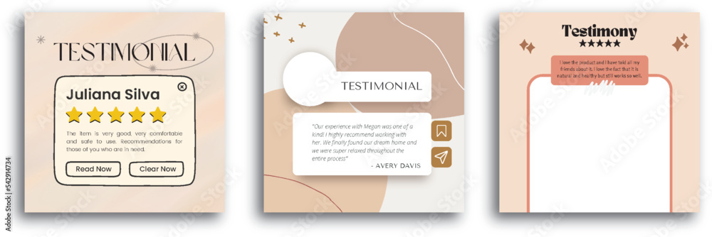 Modern and creative client testimonial social media post design. Customer service feedback review social media post or web banner with color variation template - obrazy, fototapety, plakaty 