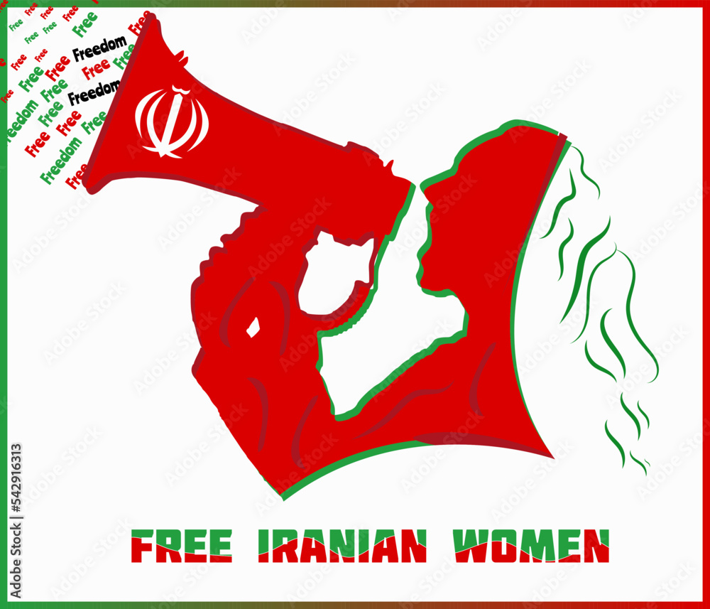 Free iranian woman poster. Iran protests. Women Life Freedom movement