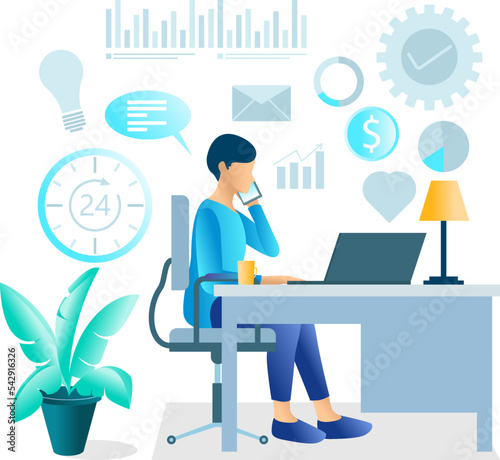 Illustration of discussing with business partners via smartphone Suitable for landing page, flyers, Infographics, And Other Graphic Related Assets-vector