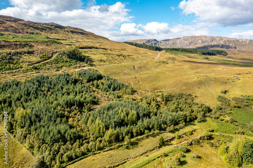 Aerial view of Coaghaniwore The Lake Eske in Donegal, Ireland. photo