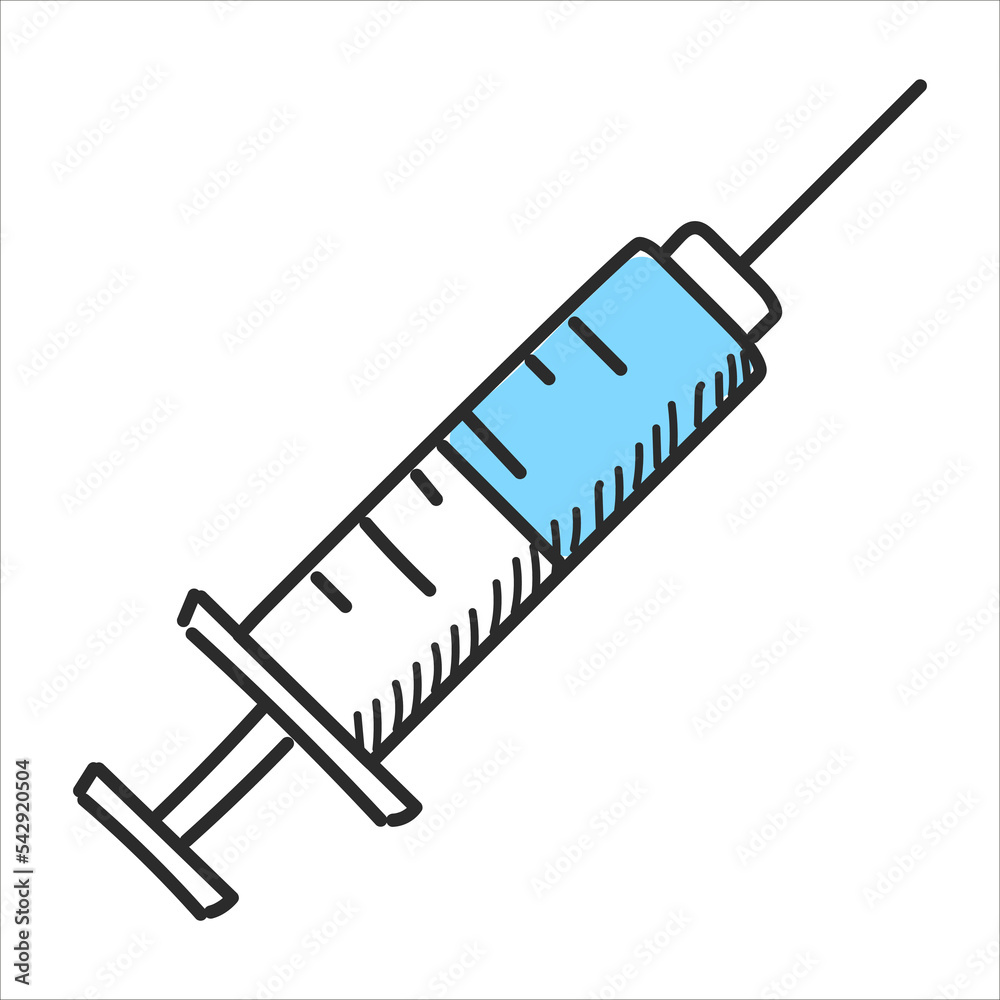 Doodle syringe vector isolated. Illustration of a hand-drawn medical tool. Concept of vaccination and drug injection. Doodle syringe vector isolated. Illustration of a hand-drawn medical tool. Concept of vaccination and drug injection.