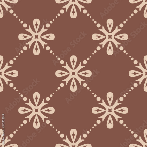 Beige monochrome seamless pattern with intricate pattern, vector illustration for textile design, simple geometric ornament