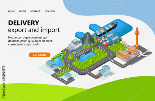 Illustration of a warehouse map at the port Suitable for landing page, flyers, Infographics, And Other Graphic Related Assets-vector