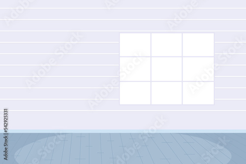 House empty room flat color vector illustration. Child bedroom. Room for baby boy. Interior design. Real estate. Fully editable 2D simple cartoon interior with blue walls on background