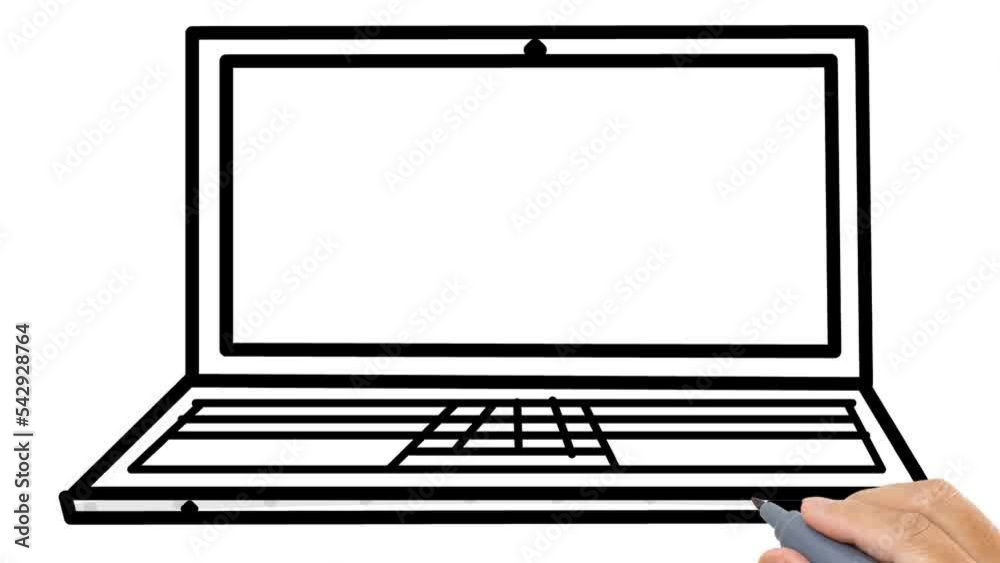 handdrawn laptop, Animation video Outline drawing, animation video