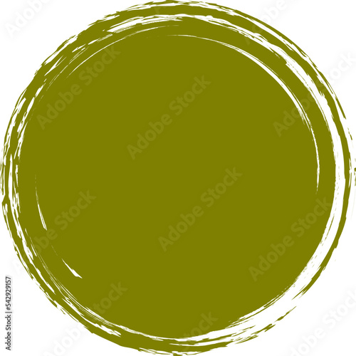 Olive brush circle. Round stamp vector isolated on background. Painted olive brush circle vector. For grunge badge, seal, ink and stamp design template. Round grunge hand drawn circle shape, vector