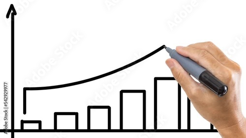 Animated Illustration of Statistic Curve with Arrow Growing Up showing Profit Goal on Good Business. Suitable to place on business and finance content.
