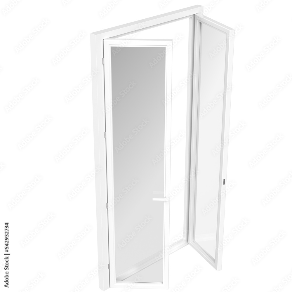 3d rendering illustration of a double French window 3d rendering illustration of a double French window