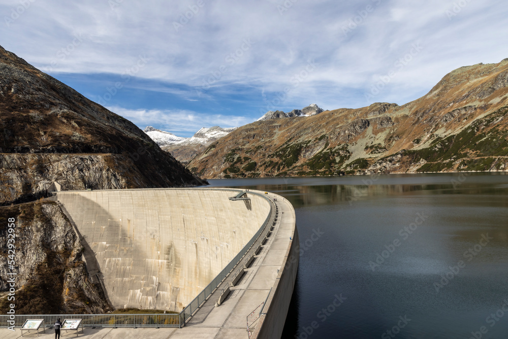 Koelnbrein Dam in the Hohe Tauern range, a part of the hydroelectric power plant in Municipality Malta, Carinthia, Austria.