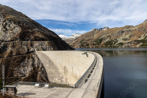 Obraz na płótnie Koelnbrein Dam in the Hohe Tauern range, a part of the hydroelectric power plant in Municipality Malta, Carinthia, Austria. w salonie