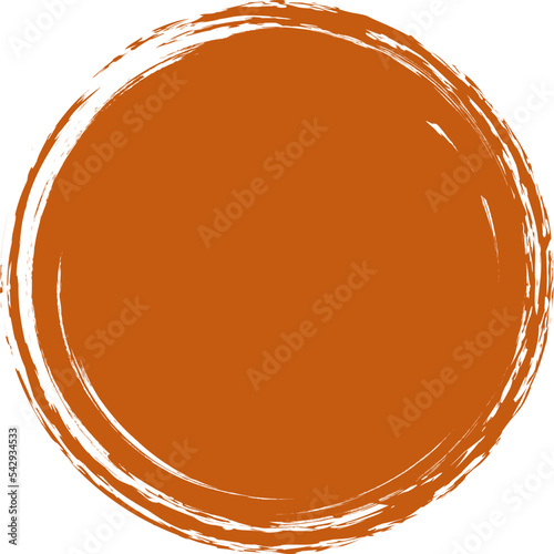 Brown brush circle. Round stamp vector isolated on background. Painted brown brush circle vector. For grunge badge, seal, ink and stamp design template. Round grunge hand drawn circle shape, vector