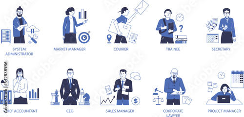 Office workers set. Company employees, enterprise avatars.