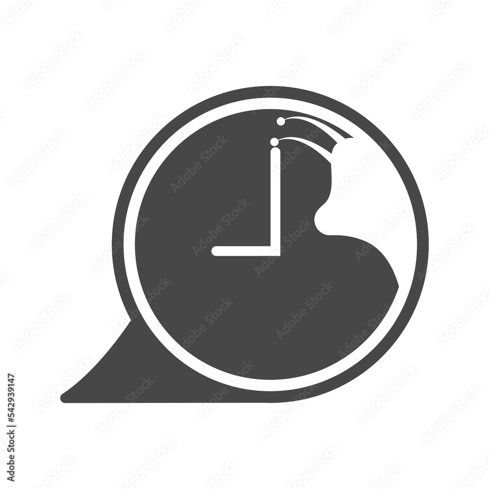 Clock with snail silhouette icon, late illustration. Clock with snail silhouette icon, late illustration.