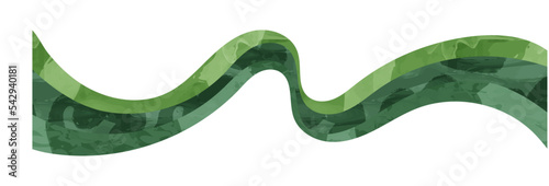 Green ribbon symbol for mental health awareness month. Abstract field banner, eco horizontal background. Greenery land vector illustration with texture. Agro backdrop, wavy nature spring isolated flow