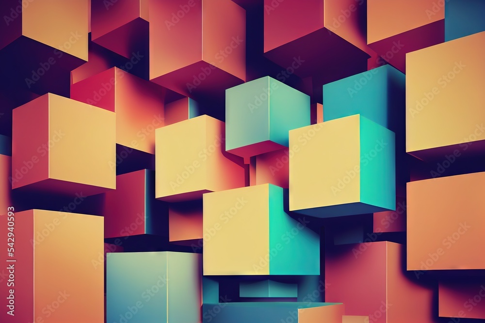 Bright background of three-dimensional cubes 3D illustrations