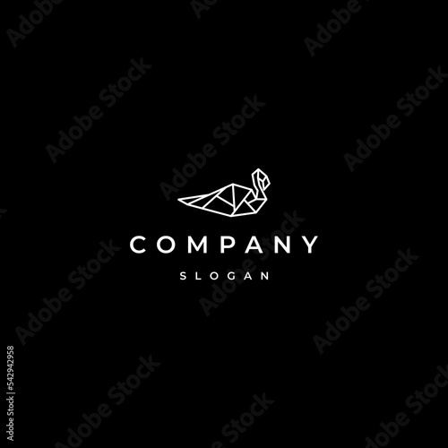Swan line art logo design template