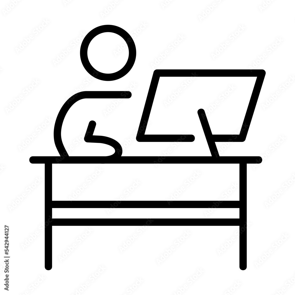 Workplace icon vector illustration with editable black outline. Stock ...