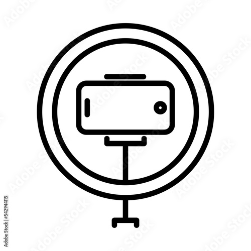 Set of mobile accessories vector icons. Vector illustration of a circle tripod light icon with editable black outline.
