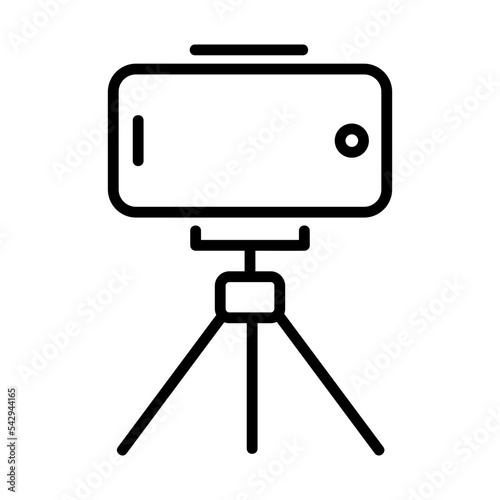 Set of mobile phone accessories vector icons. Vector illustration of a tripod icon with editable black outline.