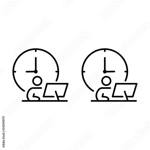 vector illustration of editable working hours icon with black outline.