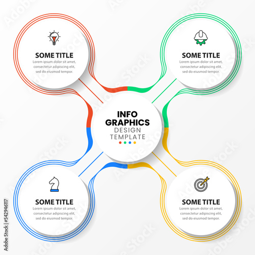Infographic template. Circle with 4 steps and lines