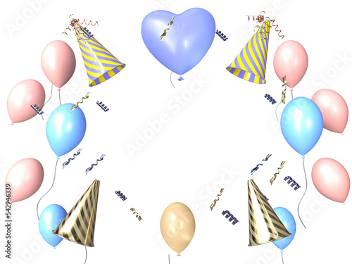 Birthday party element banner icon 3d render cutout