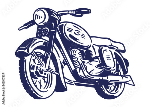 Old Vintage motorcycle - hand drawn illustration