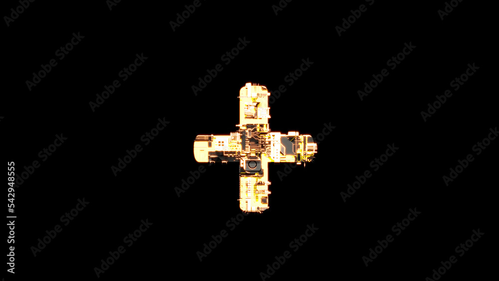 Obraz premium plus, distressed black and yellow metal scrap cyberpunk alphabet, isolated - object 3D illustration