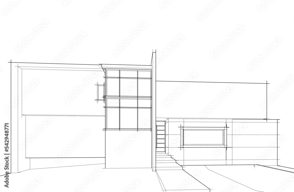 3d sketch of modern house architectural drawing 3d sketch of modern house architectural drawing