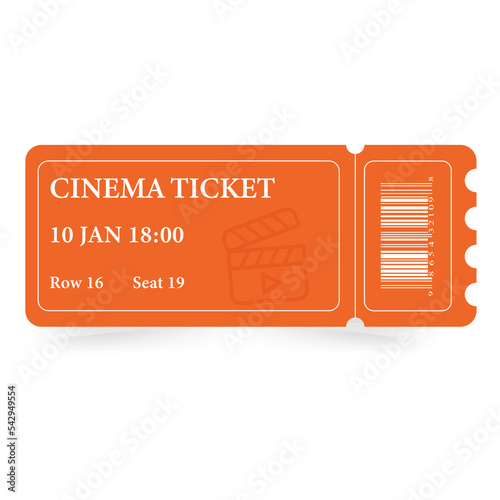 Orange ticket to the cinema. Vector