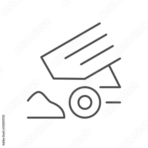 Dump truck unloading line icon
