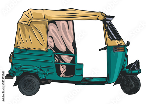 Thai Tuk Tuk Taxi - hand drawn illustration