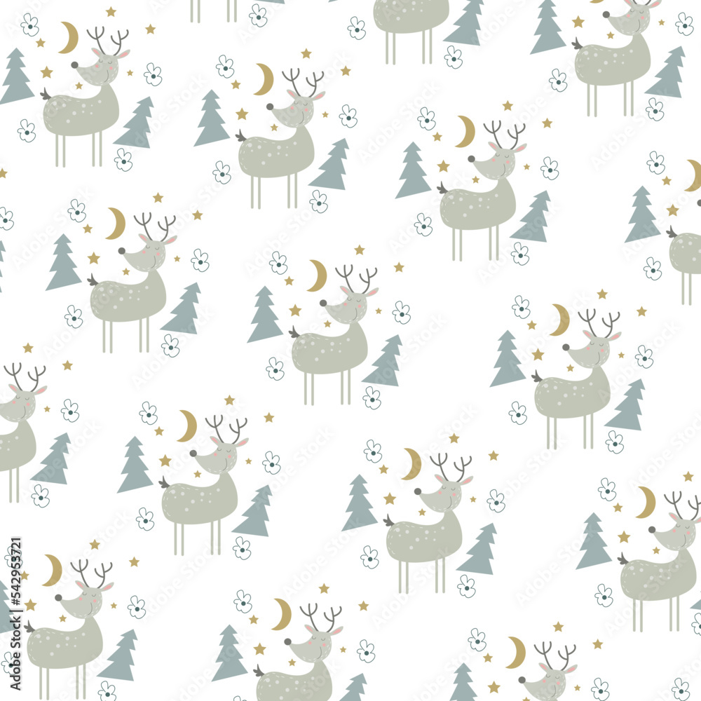 Seamless pattern with cute animal cartoons perfect for wrapping paper and decoration