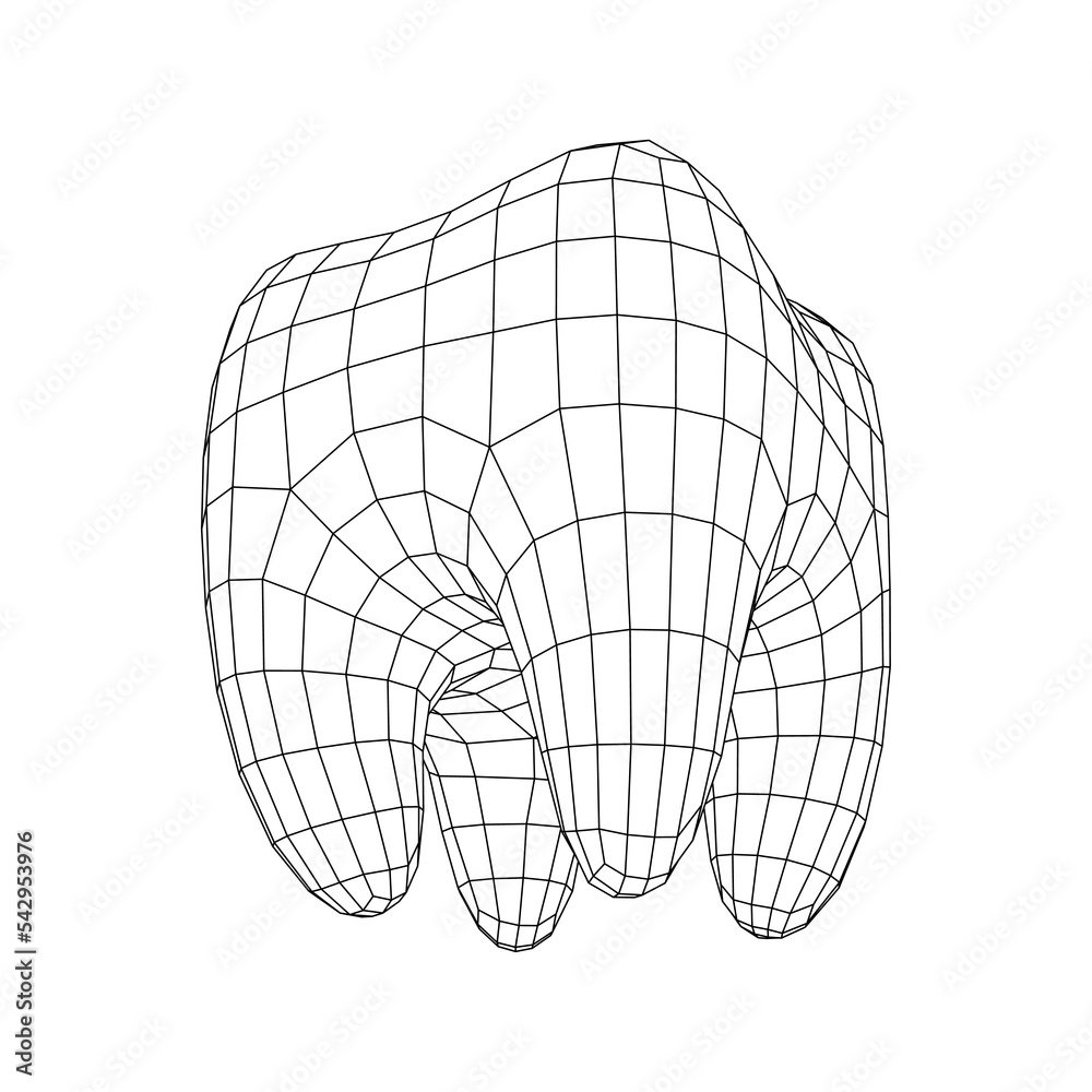 Tooth protection of enamel. Wireframe vector.