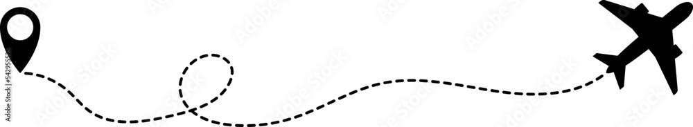 rplane travel path set vector illustration isolated on white