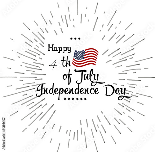 Salute, fireworks greeting card. Happy independence day United states of America. 4th of July. Fourth of July. Independence day. PNG 